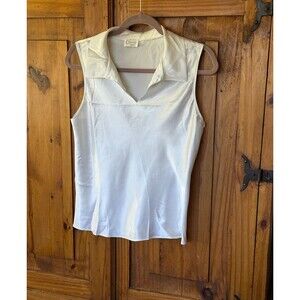 CINEMA ETOILE White Polyester Sleeveless Open Collar Camisole Top Sz M